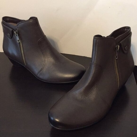 Naturalizer Haley Leather Oxford Zippered Ankle Boot 9.5 Dark Brown 2" Heels - Picture 2 of 11
